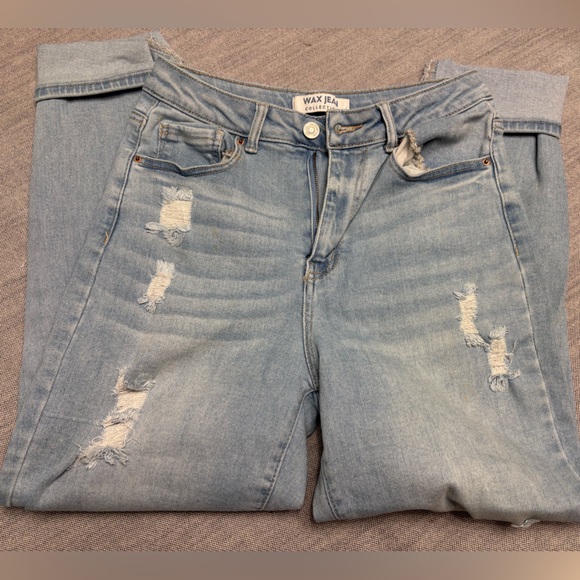 Wax Jean Light Blue Distressed Boyfriend Jeans - Picture 1 of 5